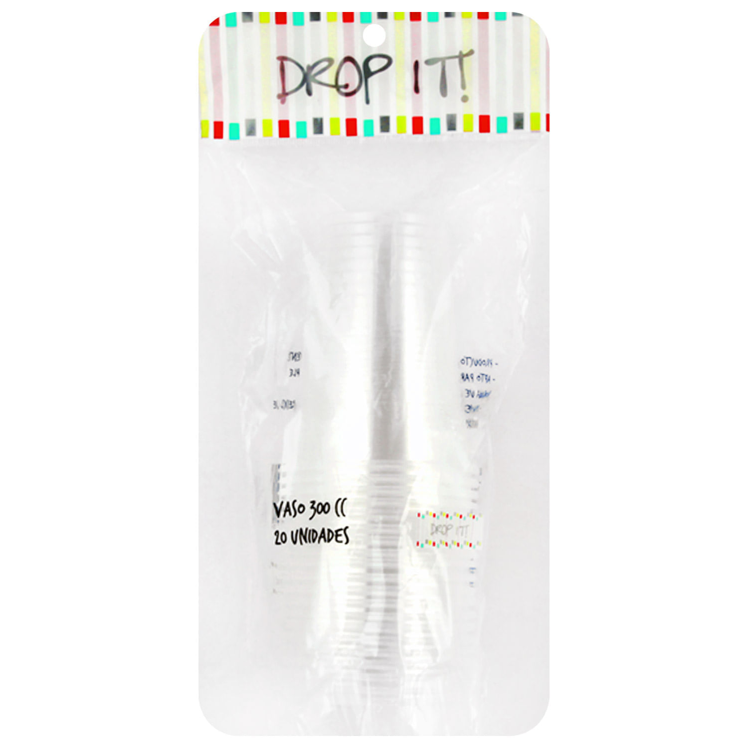 Vasos Transparentes Drop It! 300 cc 20 un.