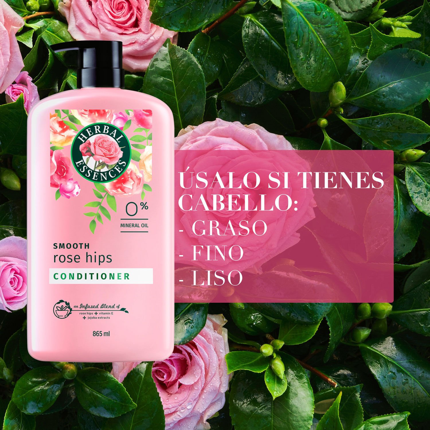 Acondicionador Herbal Essences Suavidad Rosa Mosqueta 865 ml - Image 2