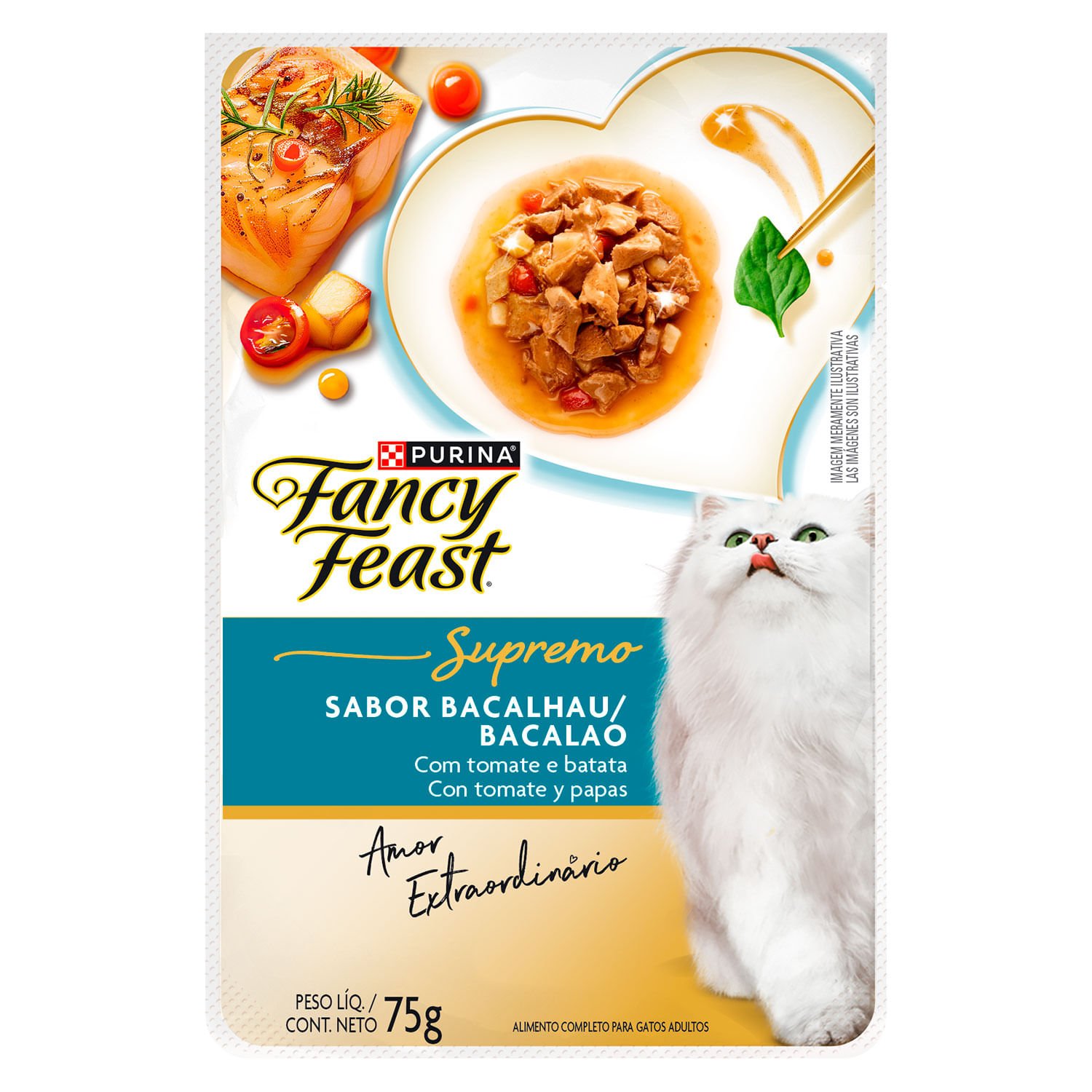 Alimento Húmedo Gato Fancy Feast Supremo Bacalao con Tomate y Papas 75 g