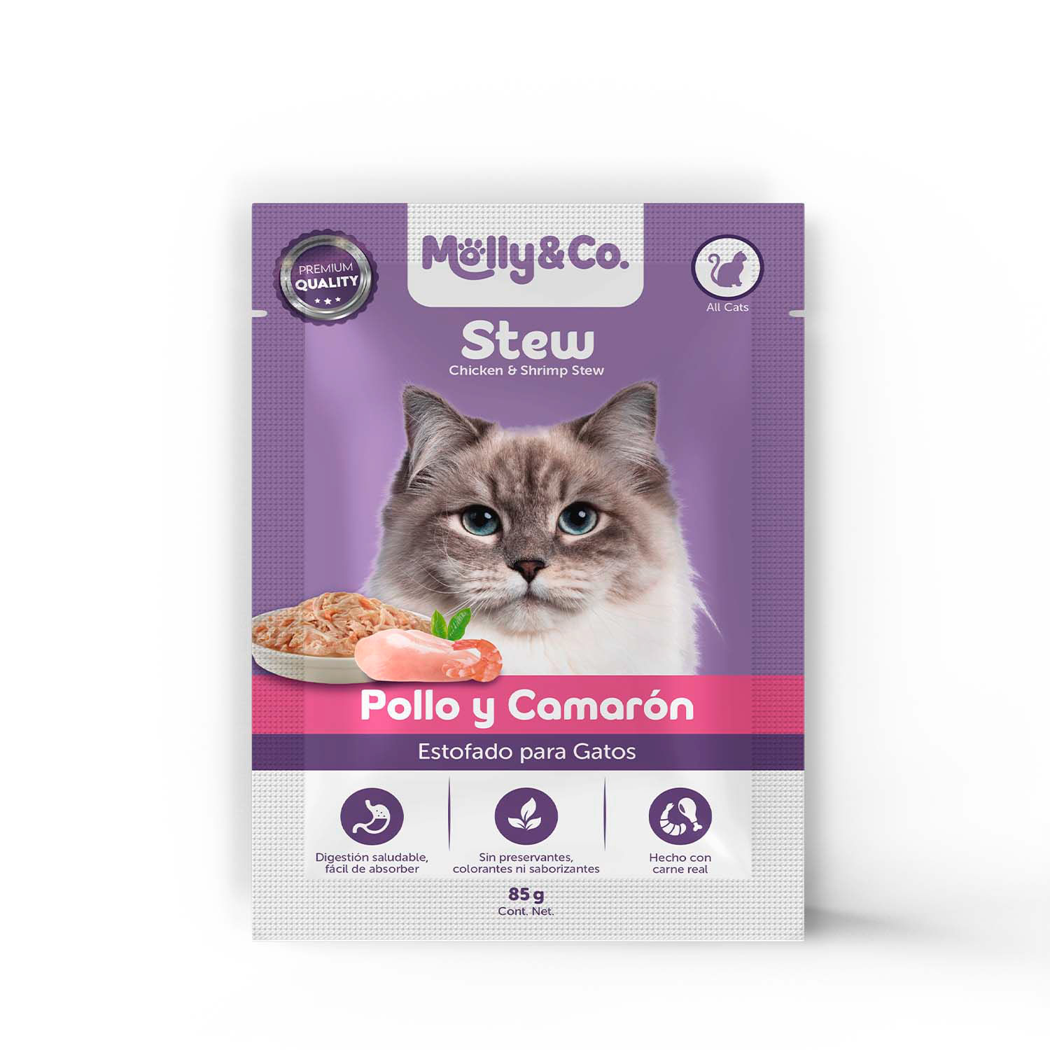Alimento Húmedo Gato Molly & Co Estofado Pollo Camarón 85 g - Image 2