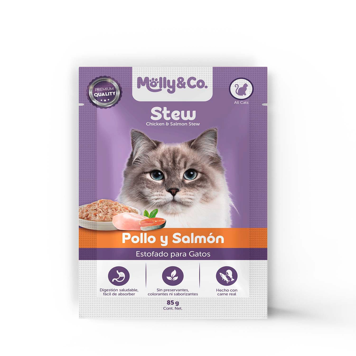Alimento Húmedo Gato Molly & Co Estofado Pollo Salmón 85 g - Image 2