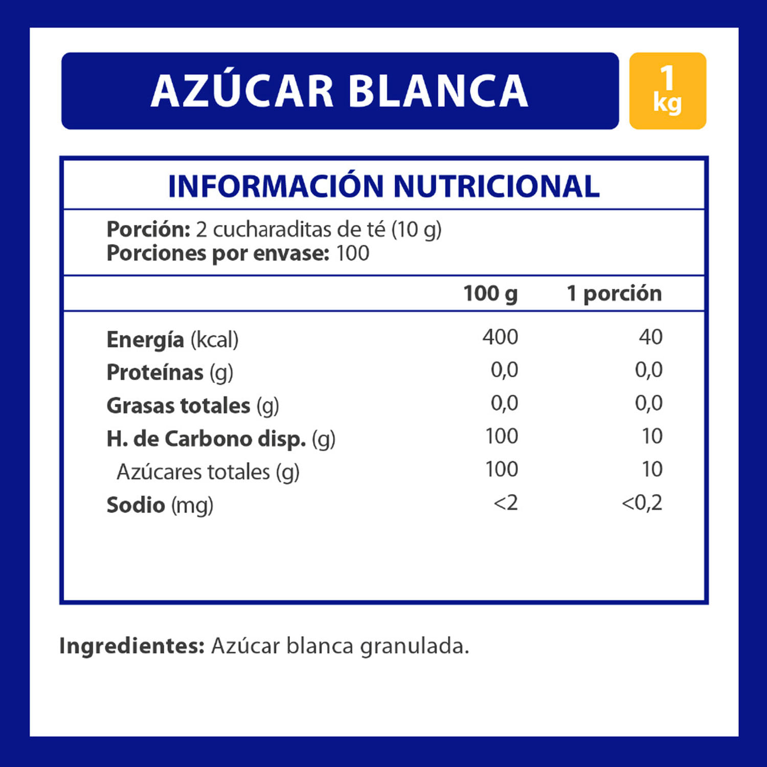 Azúcar Blanca Iansa 1 kg - Image 2