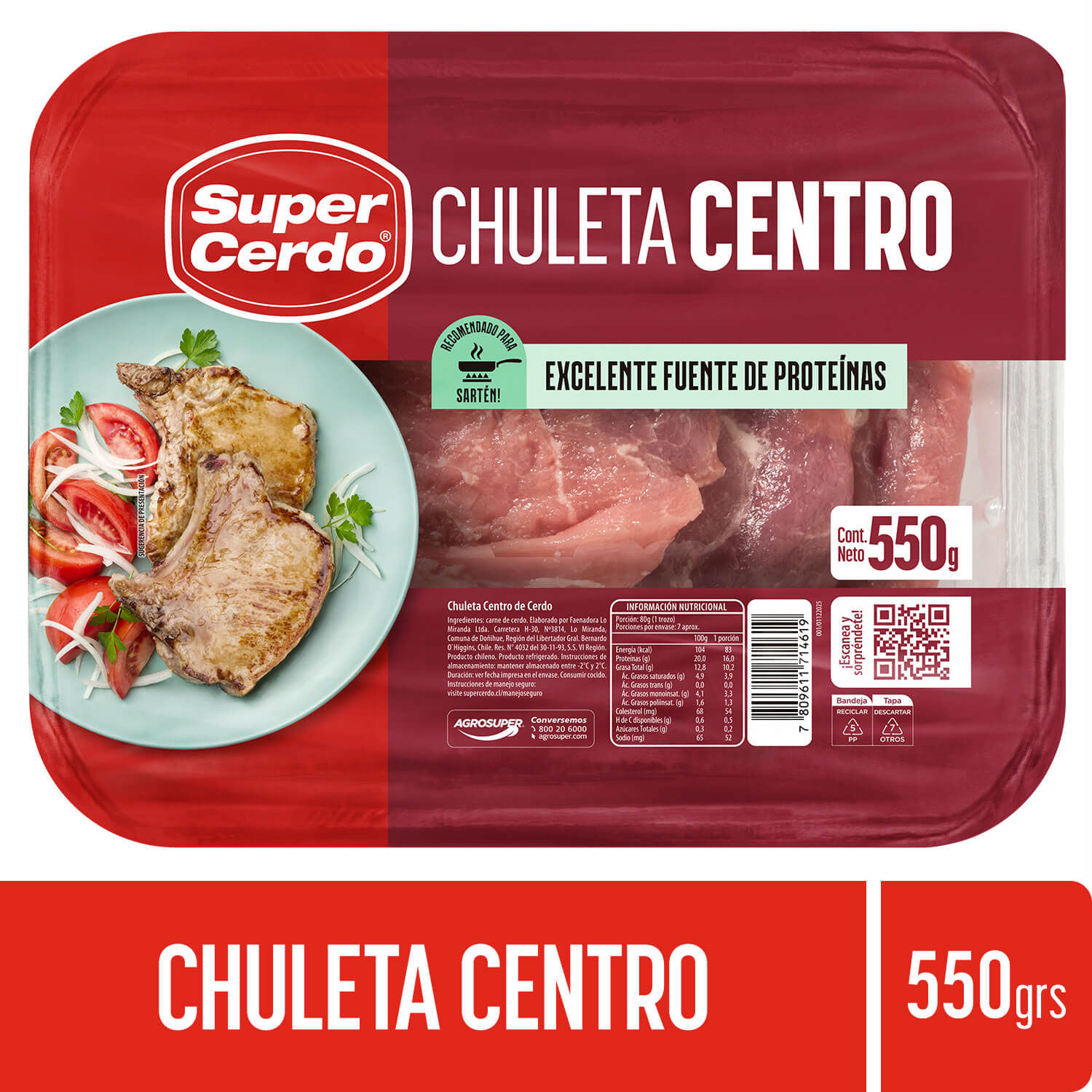 Chuleta Centro Super Cerdo 550 g