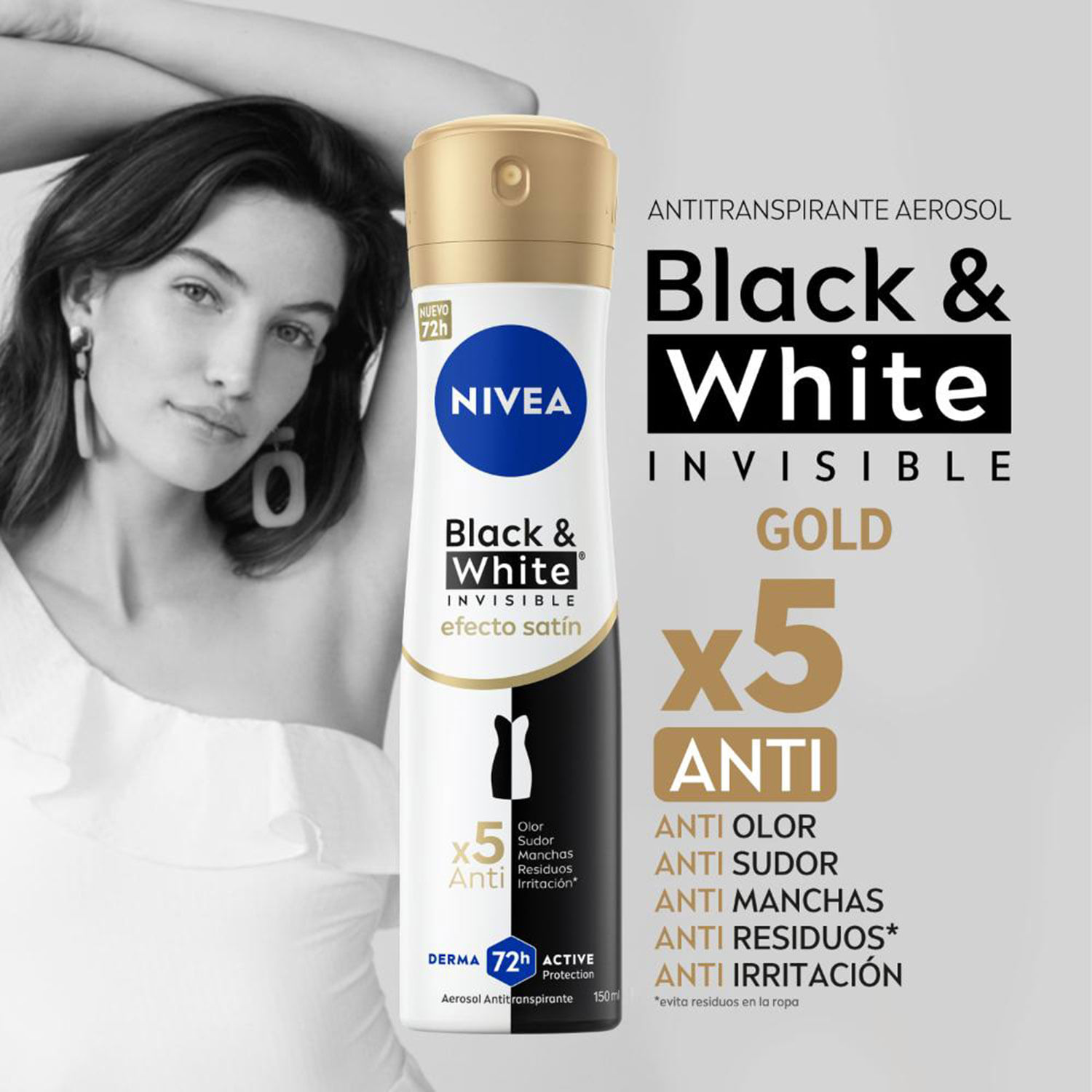 Desodorante Spray Nivea Black & White Toque Seda 150 ml - Image 4