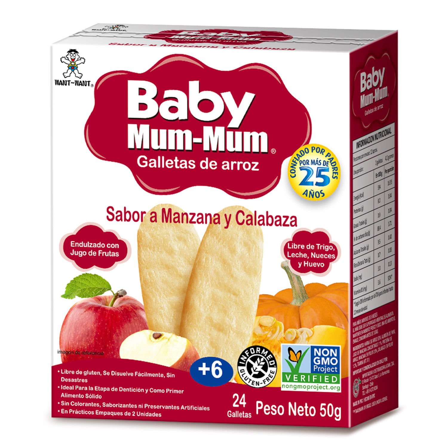 Galleta de Arroz Baby Mum Mum Manzana Zapallo 1 un.