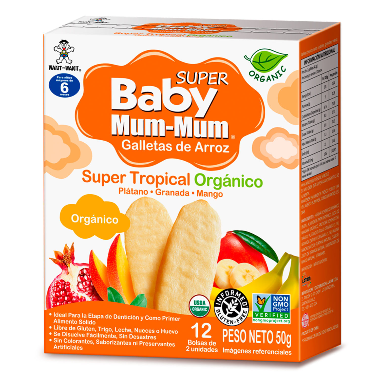 Galletas de Arroz Baby Mum Mum Tropicales Orgánicas 50 g