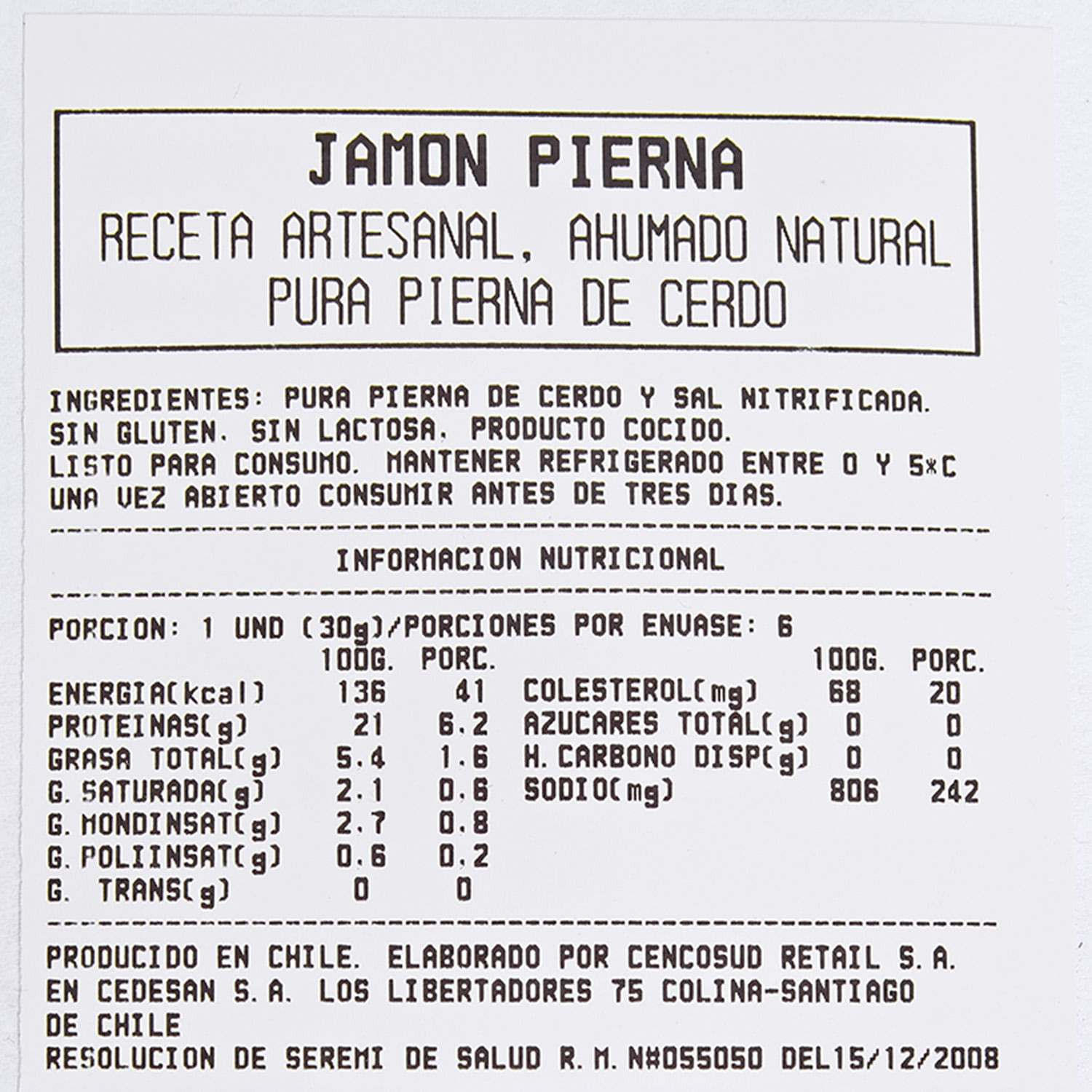 Jamón Pierna Cocido Granel Más Natural - Image 3