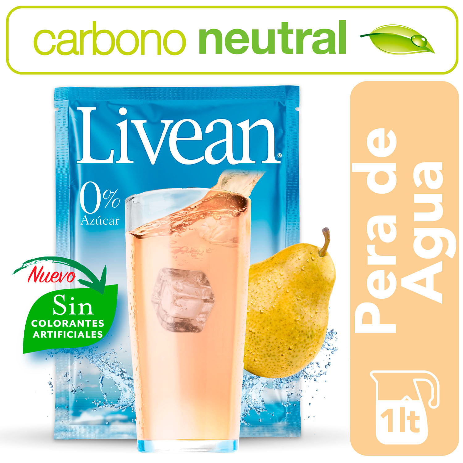 Jugo en Polvo Livean Pera Agua 7 g