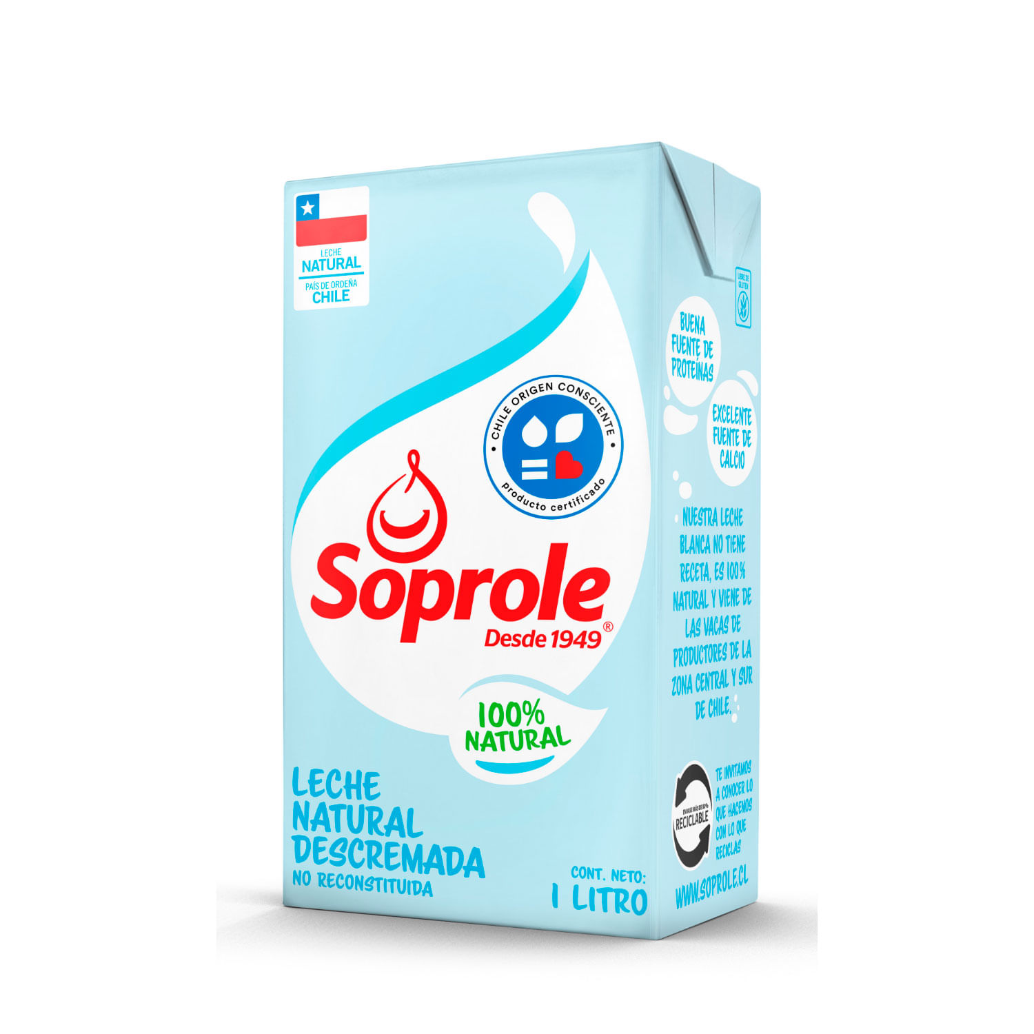 Leche Soprole Descremada Natural 1 L