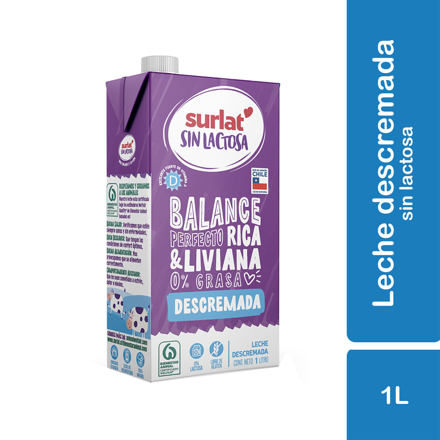Leche Surlat Descremada Sin Lactosa 1 L