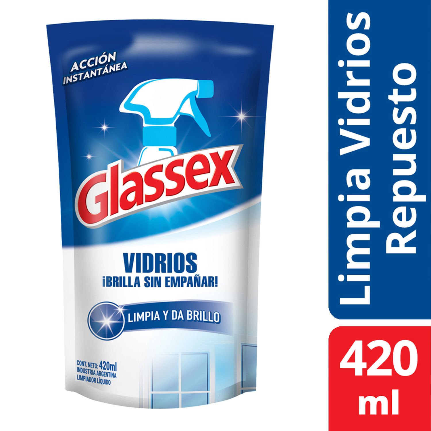 Limpiavidrios Glassex Repuesto 420 ml