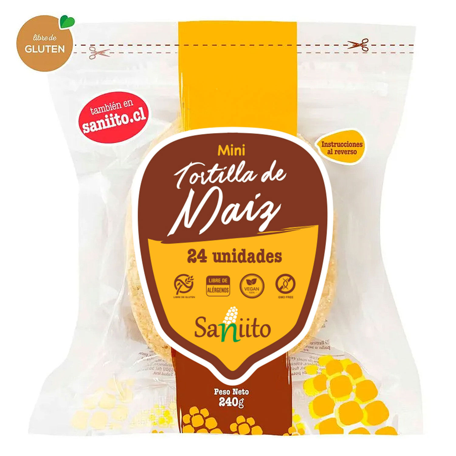 Mini Tortilla de Maíz Saniito Sin Gluten 24 un.