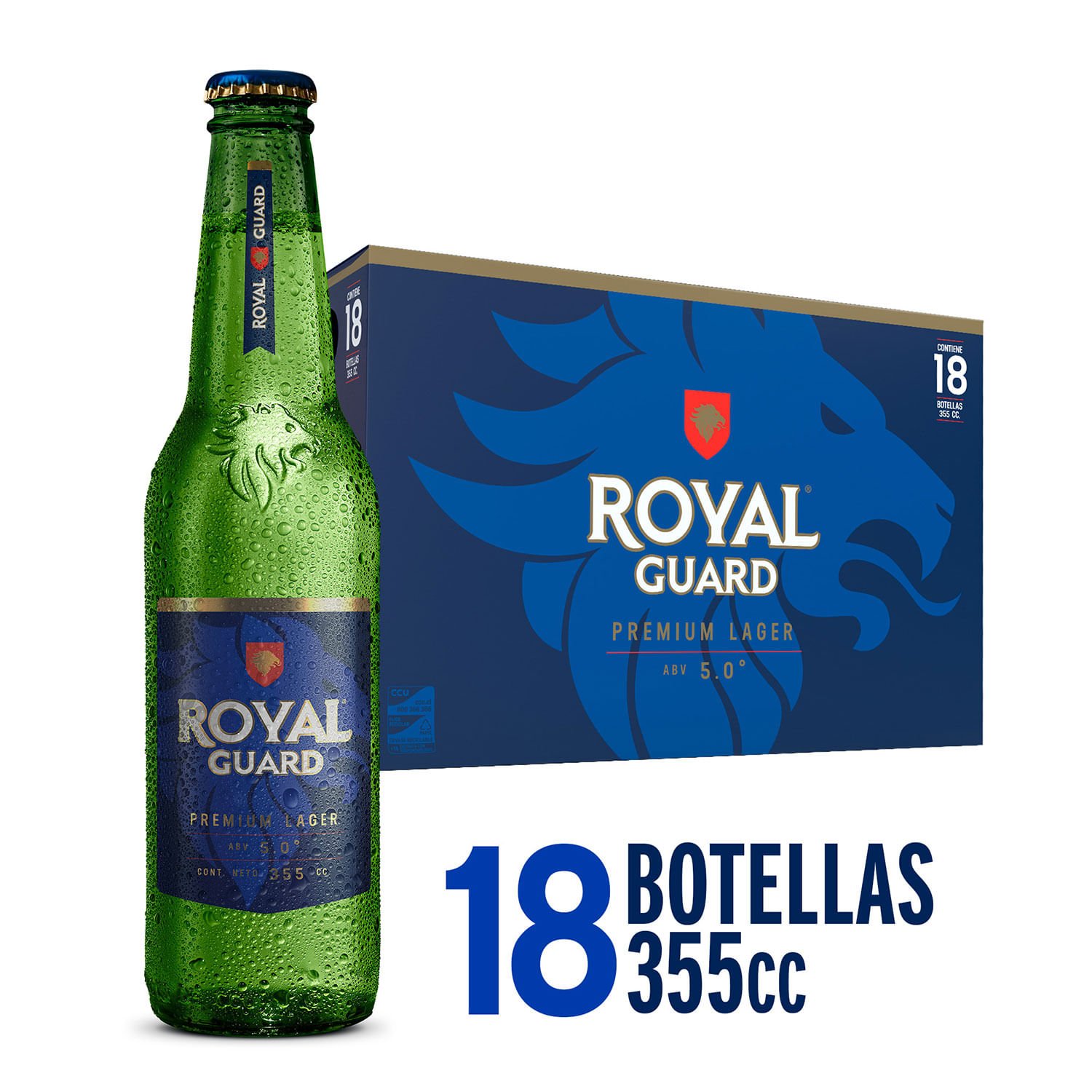 Pack 18 un. Cerveza Royal Guard Premium Lager 5.0° 355 cc