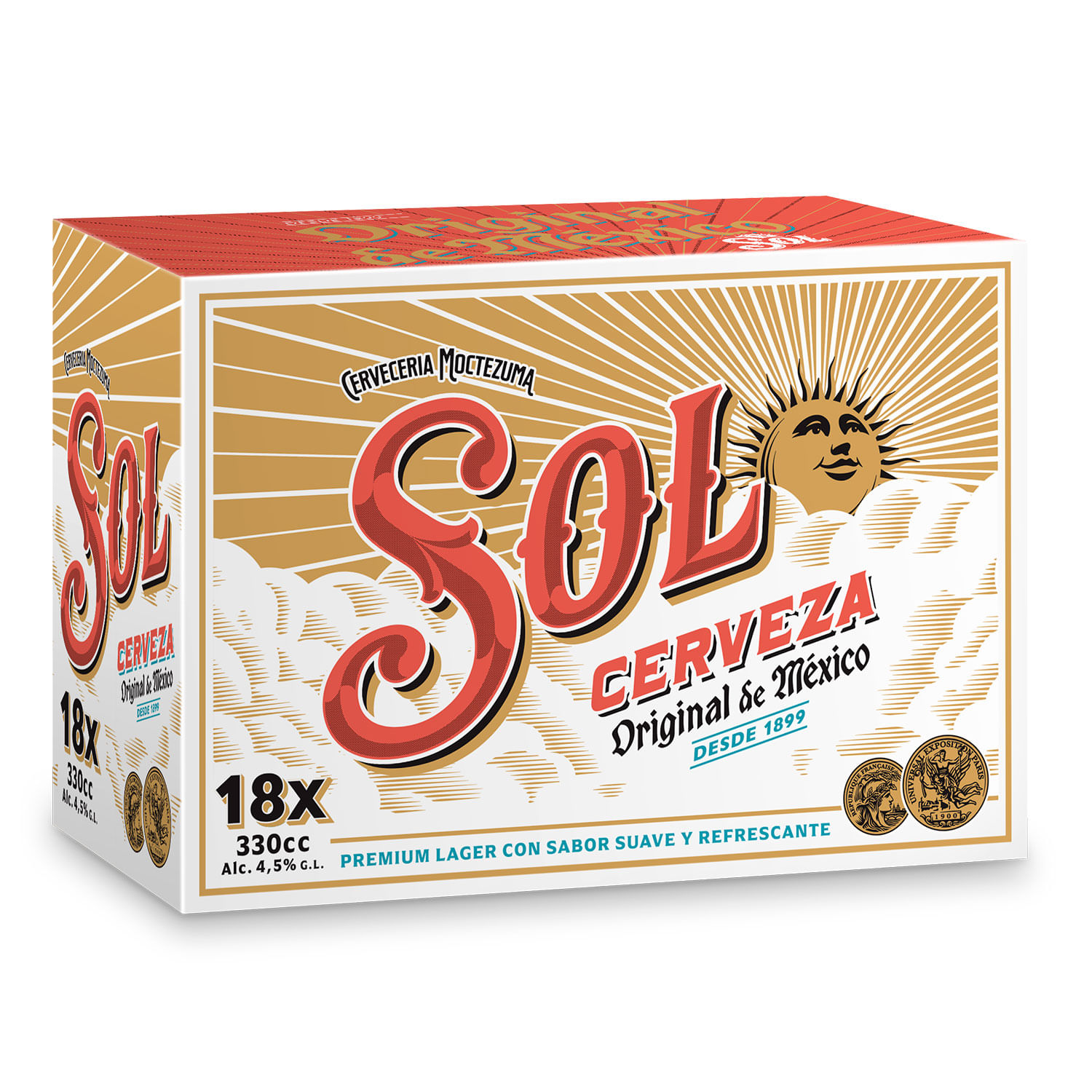 Pack 18 un. Cerveza Sol Lager 4.5° 330 cc - Image 2