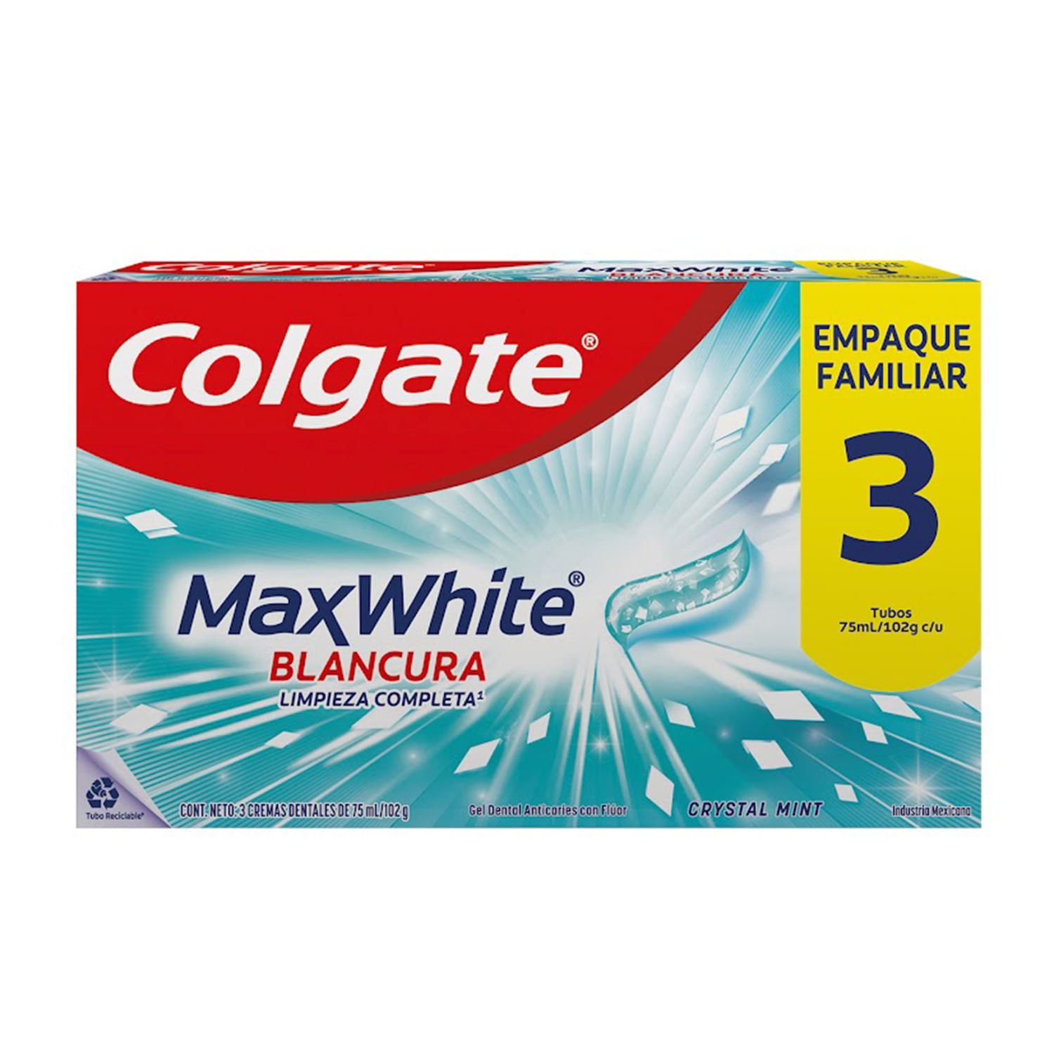 Pack 3 un. Pasta Dental Colgate Max White Crystal Mint 102 g - Image 2