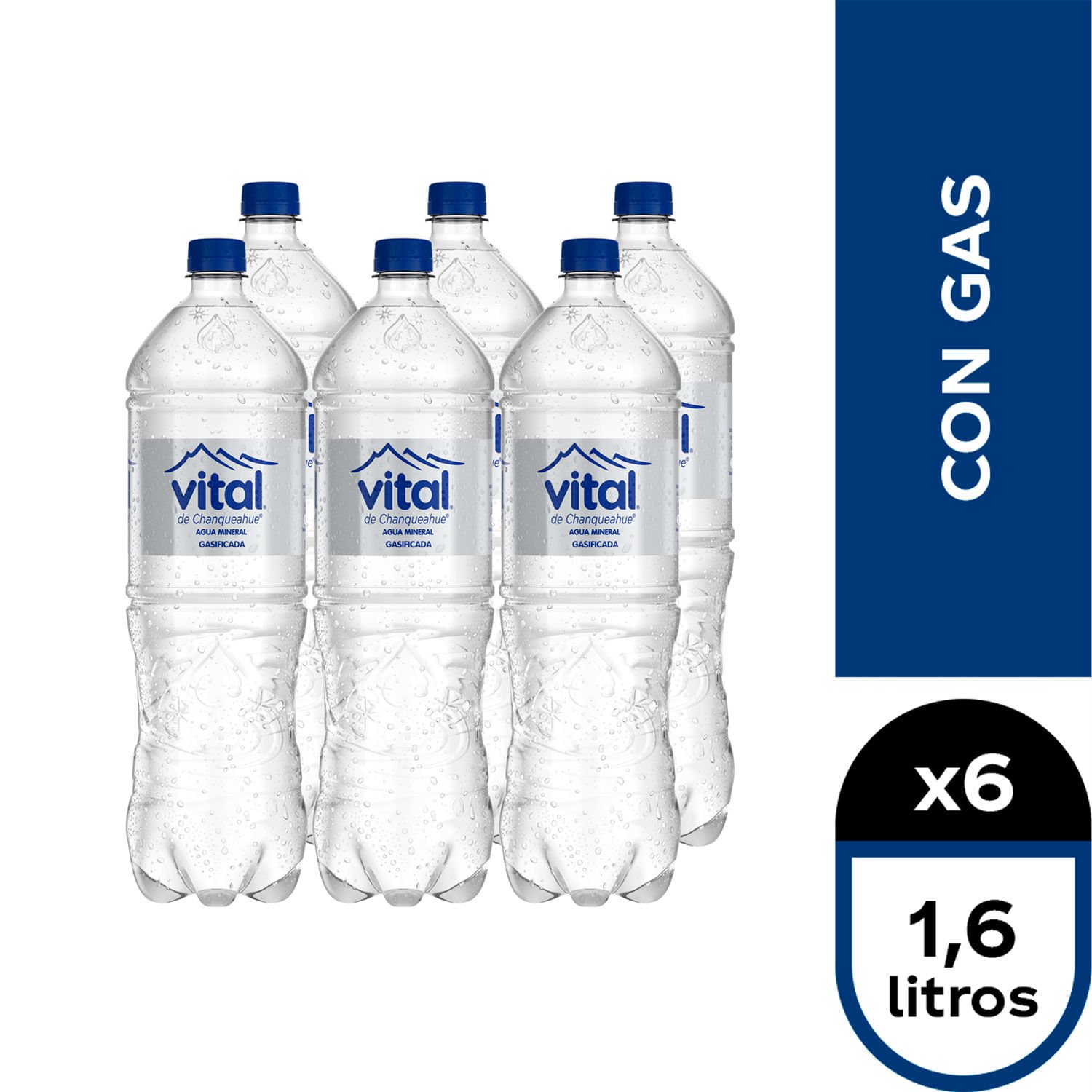 Pack 6 un. Agua Mineral Vital Gasificada 1.6 L