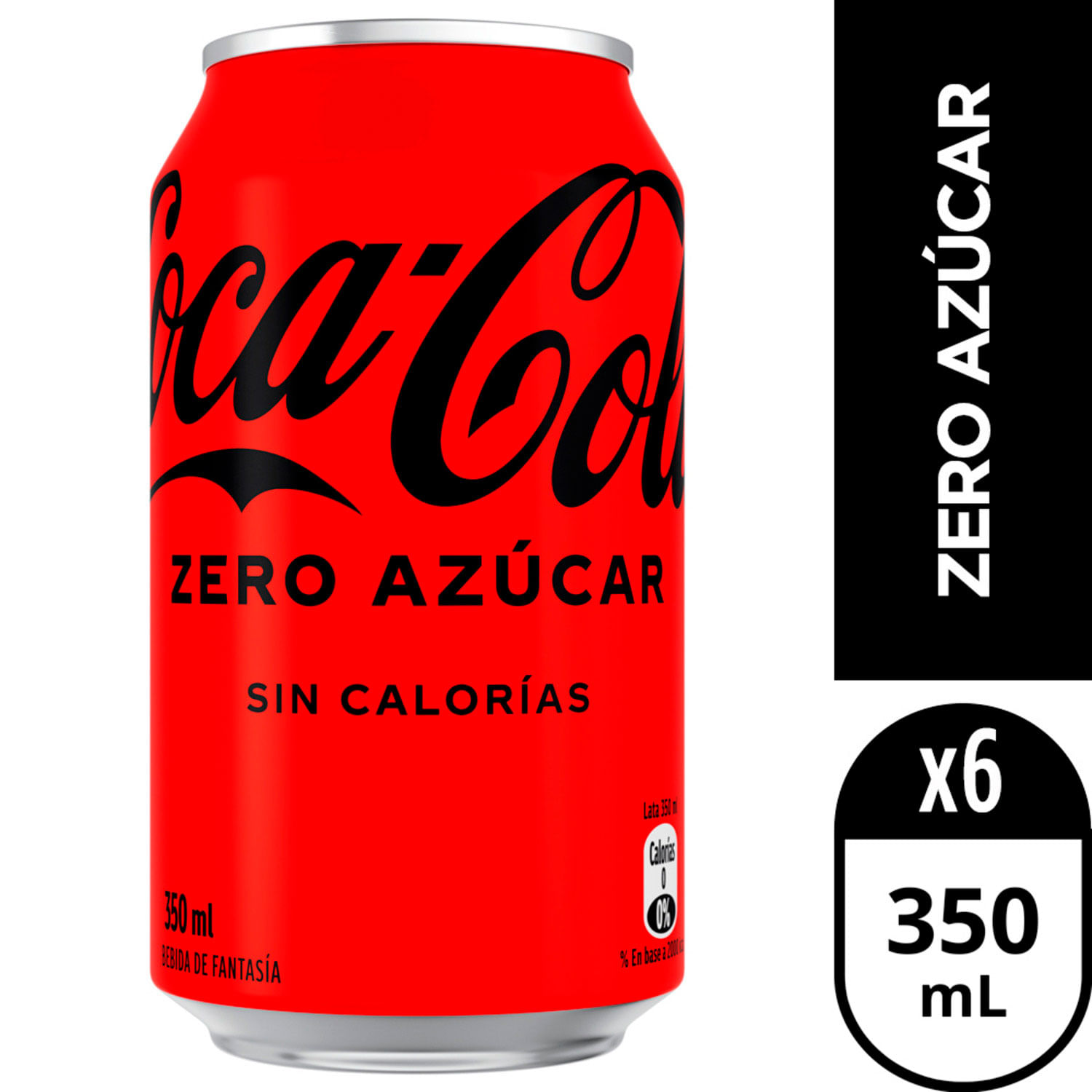 Pack 6 un. Bebida Coca-Cola Zero Lata 350 cc