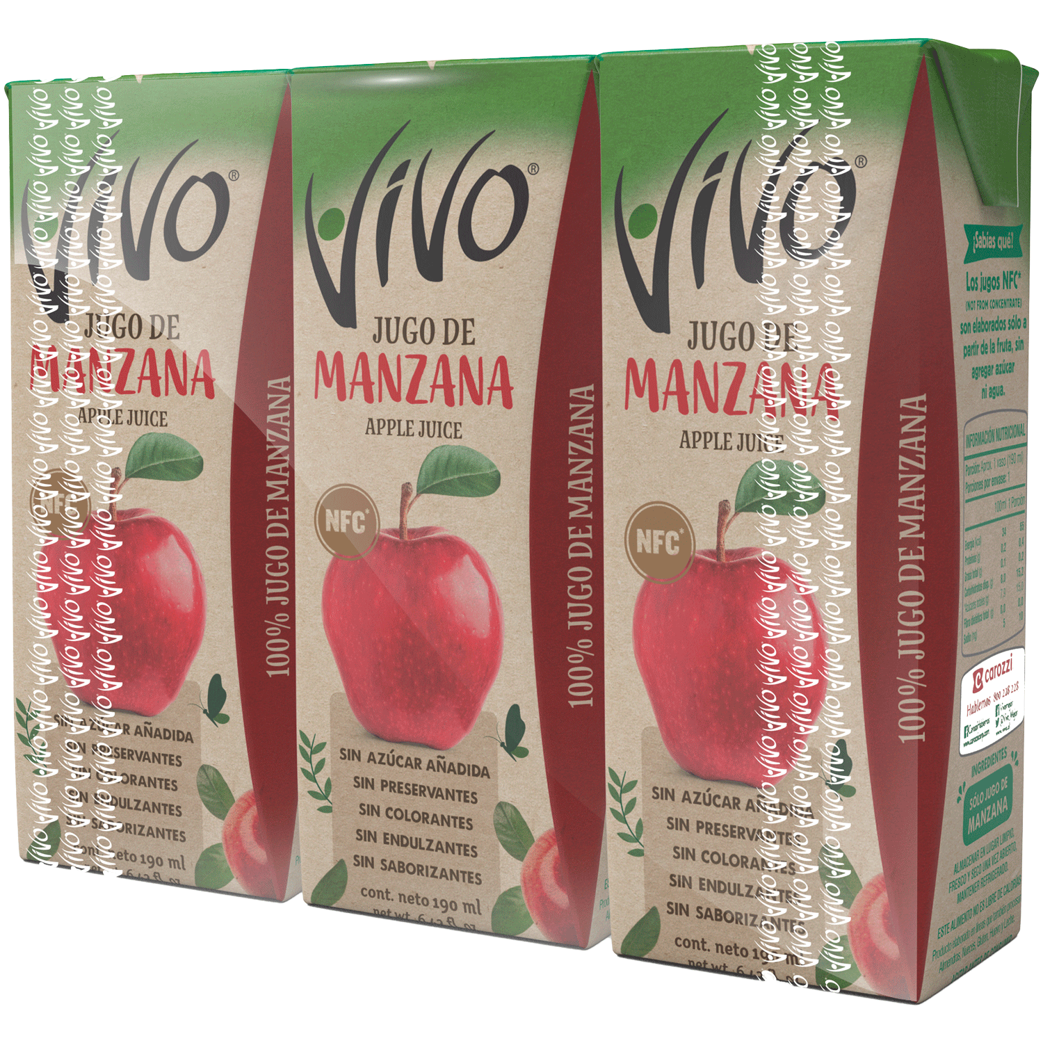 Pack 3 un. Jugo 100% Fruta Manzana 190 ml