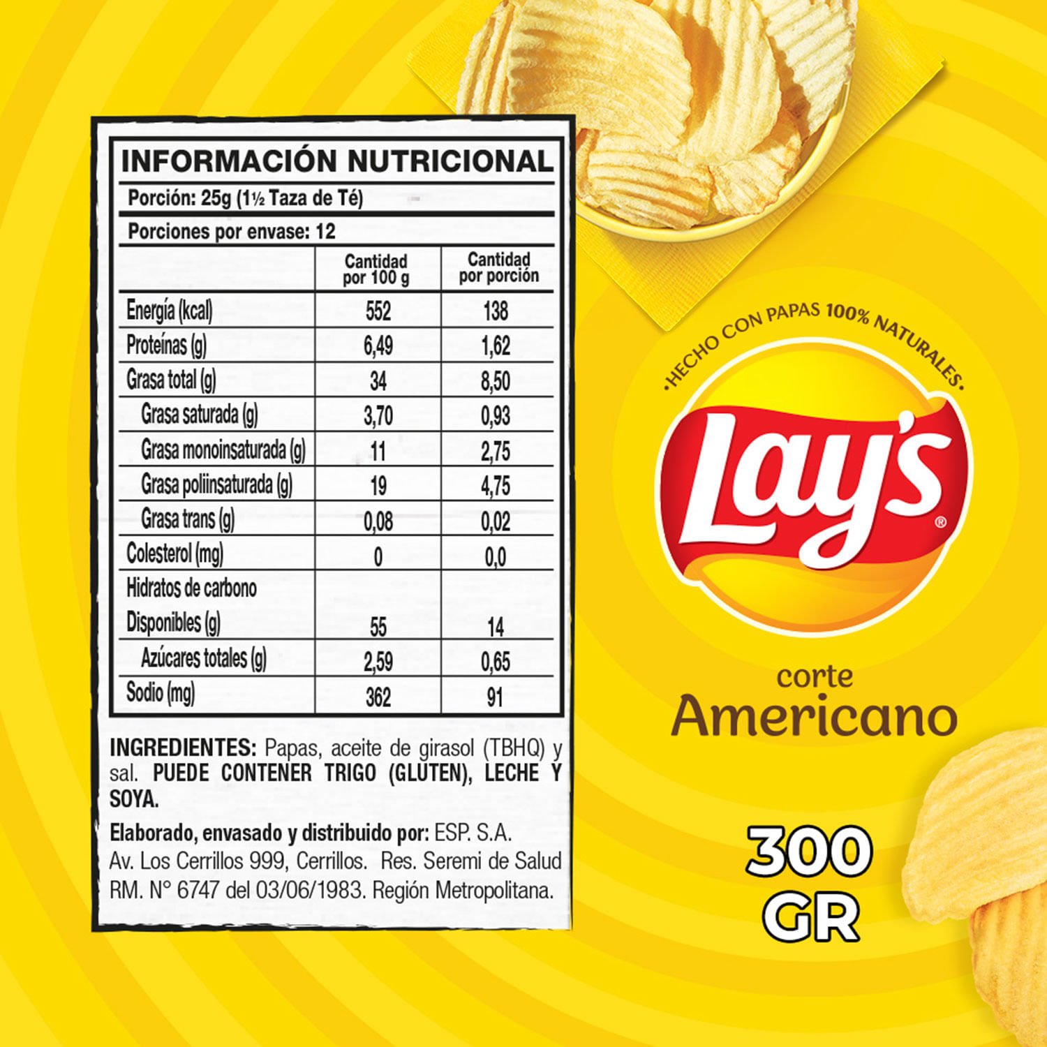Papas Fritas Lay's Corte Americano 300 g - Image 2