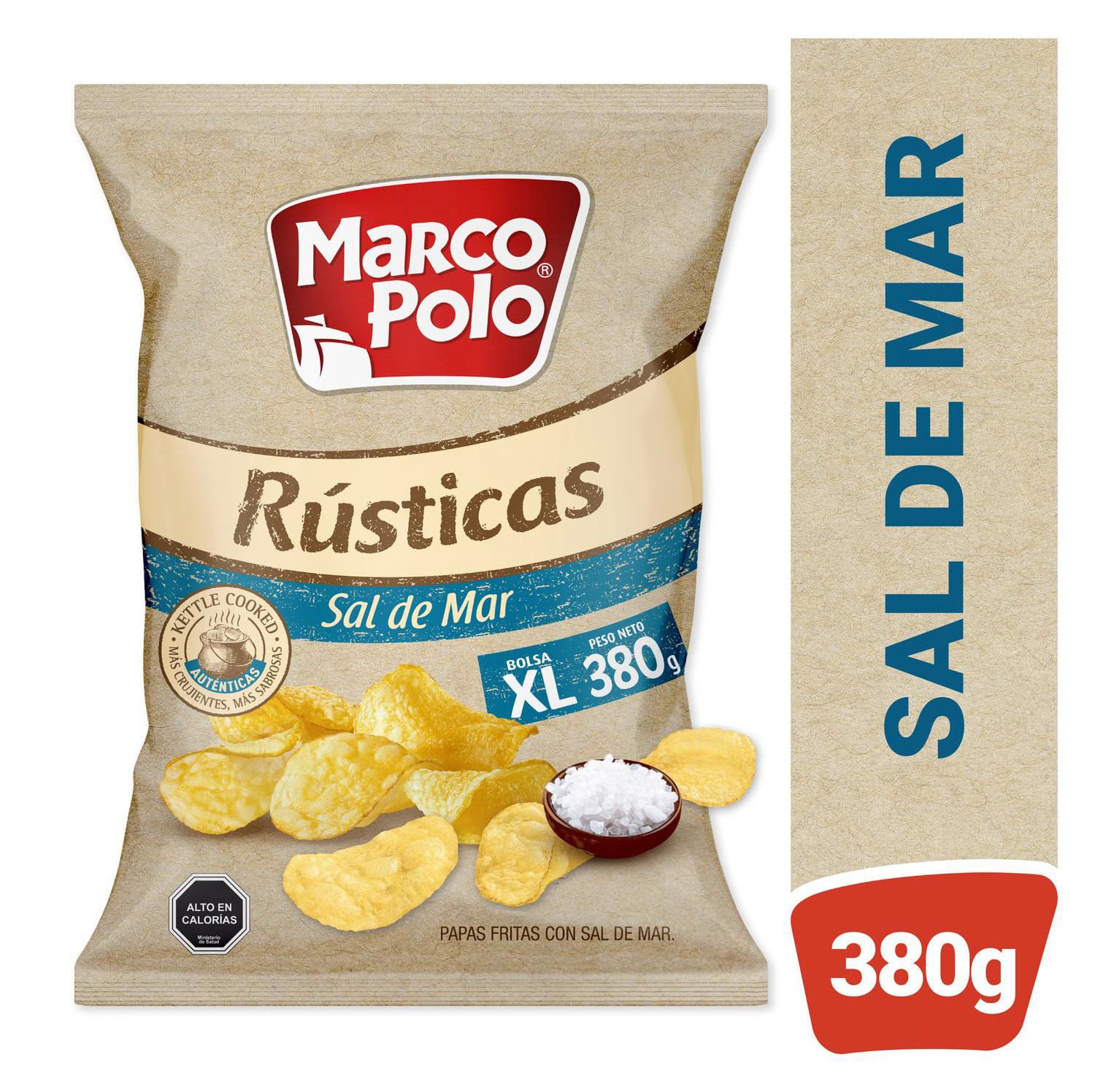 Papas Fritas Marco Polo Rústicas Sal de Mar 380 g