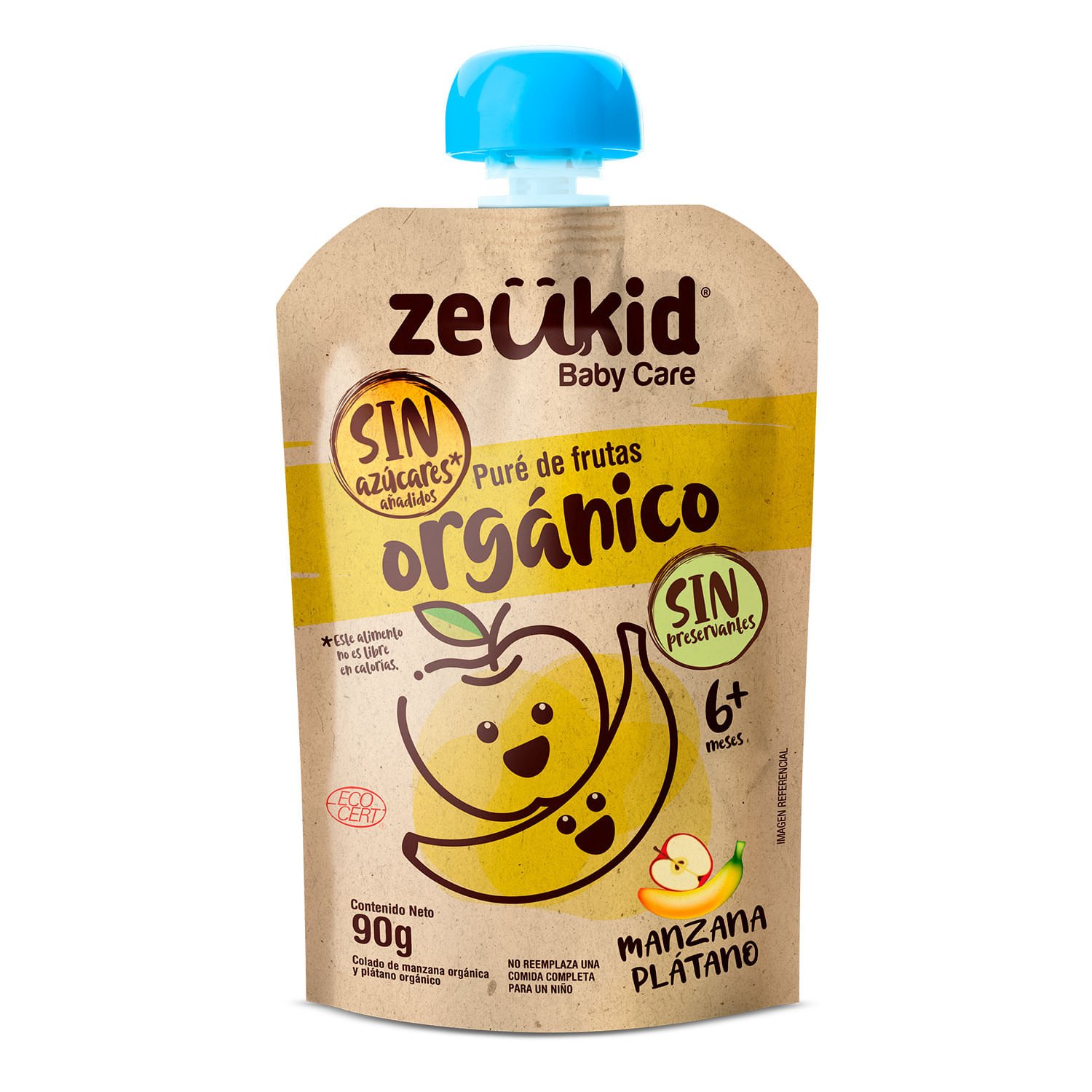 Puré Orgánico Zeukid Manzana y Plátano 90 g