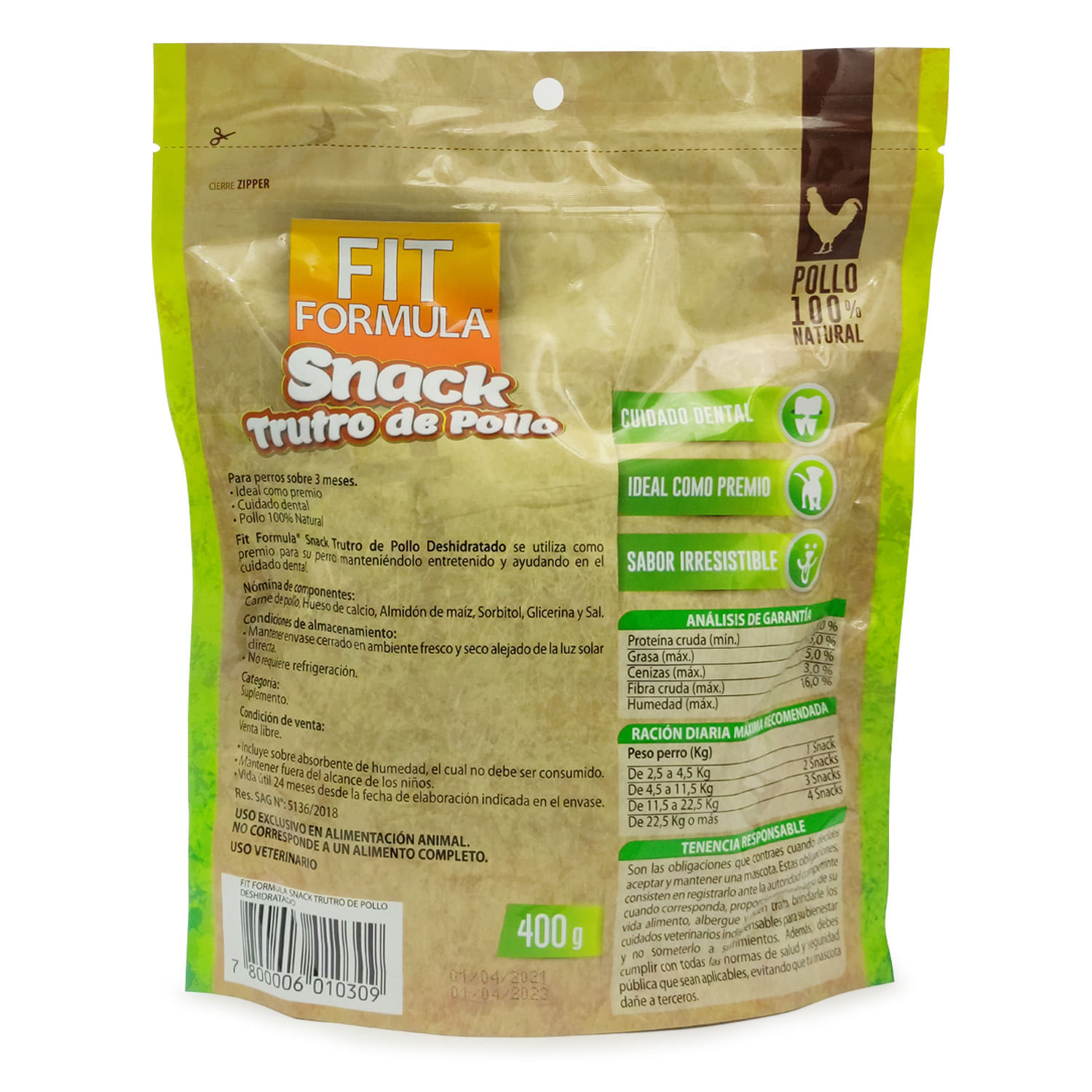 Snack Perro Fit Trutro Pollo Deshidratado 400 g - Image 2