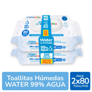 Toallas Húmedas Emubaby Water 2 Paquetes de 80 un.