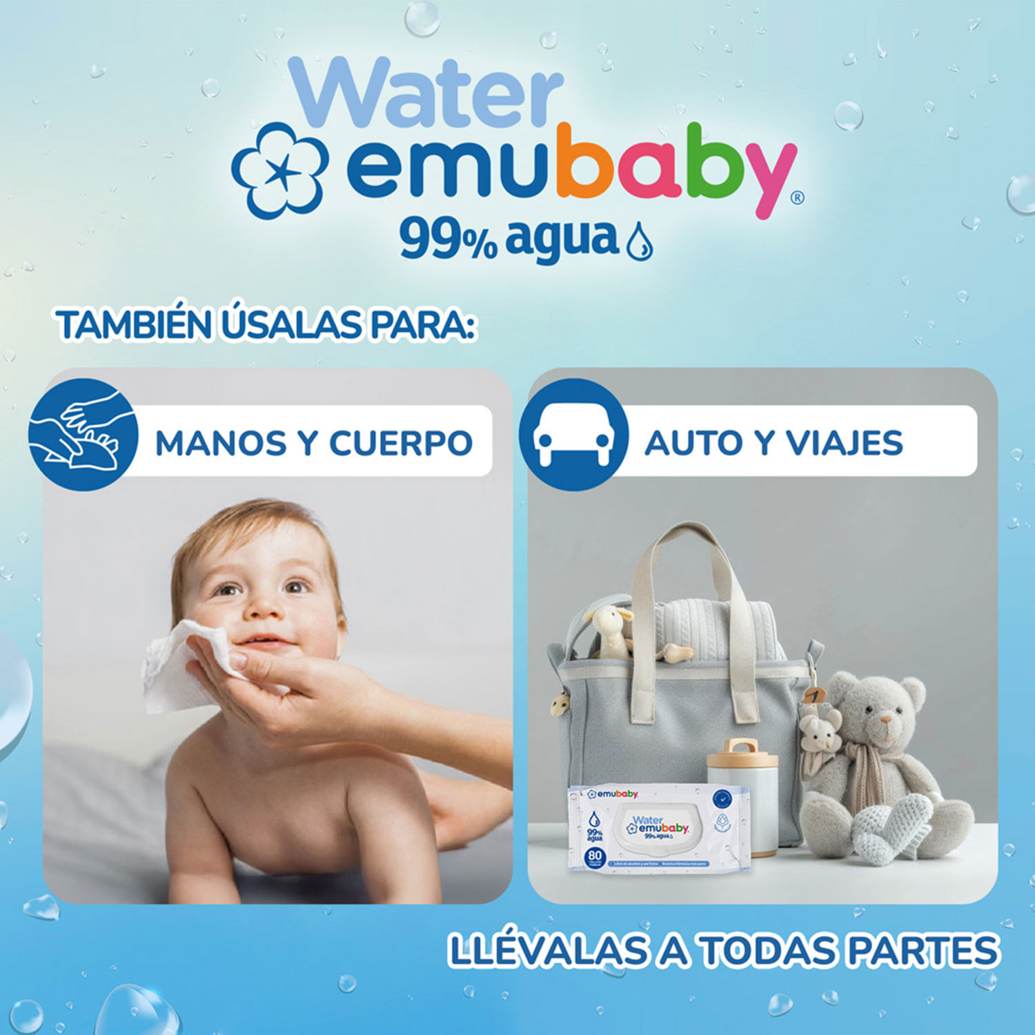Toallas Húmedas Emubaby Water 90 un. - Image 3