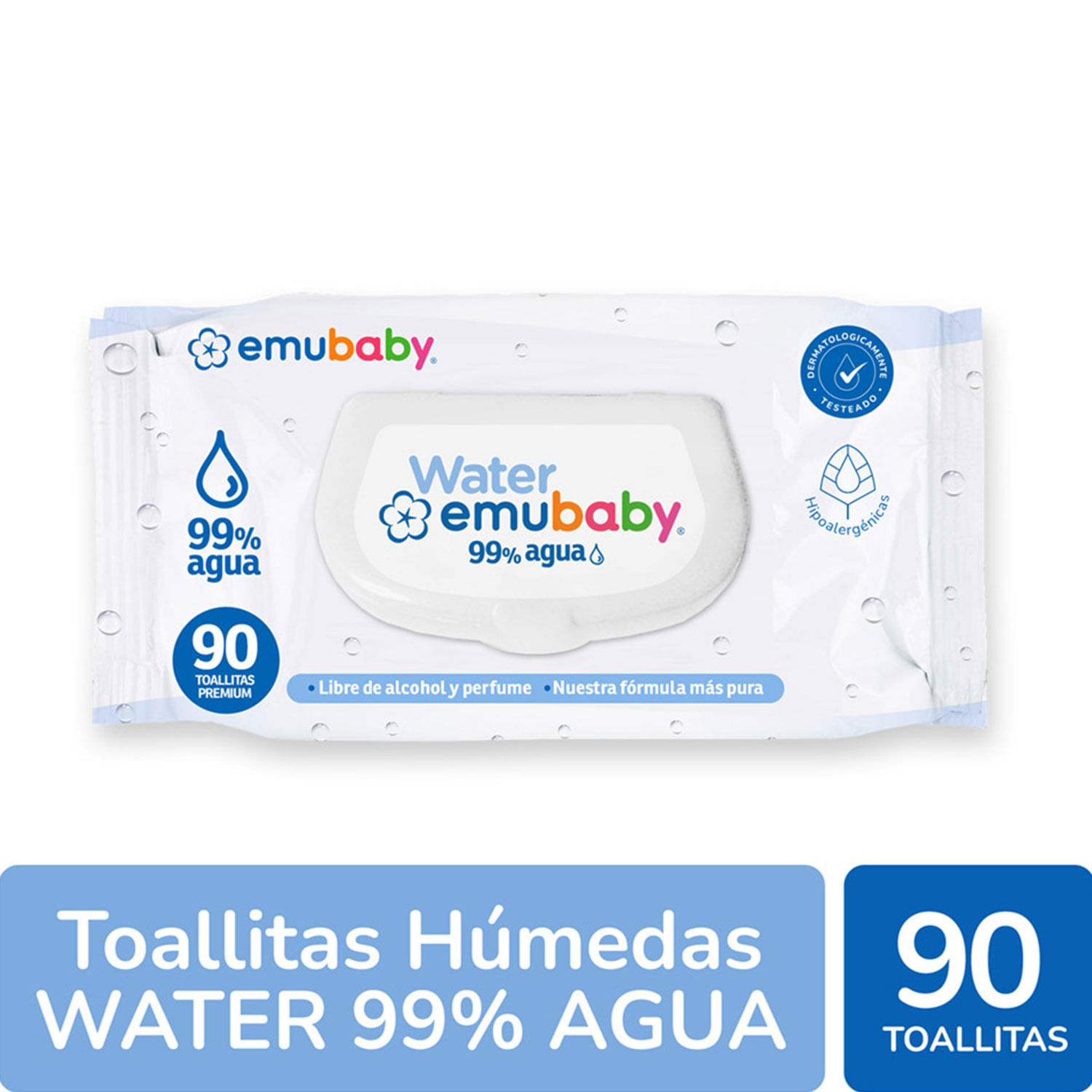Toallas Húmedas Emubaby Water 90 un.