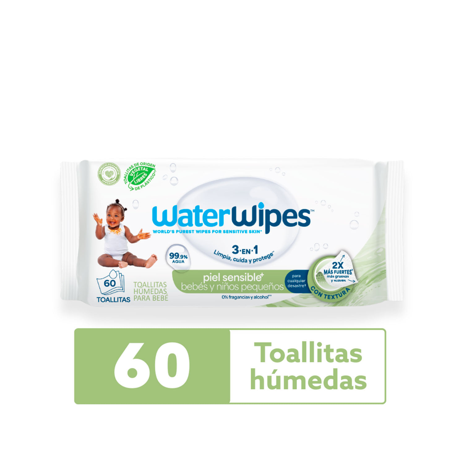 Toallas Húmedas WaterWipes Textured Clean 60 un. - Image 2
